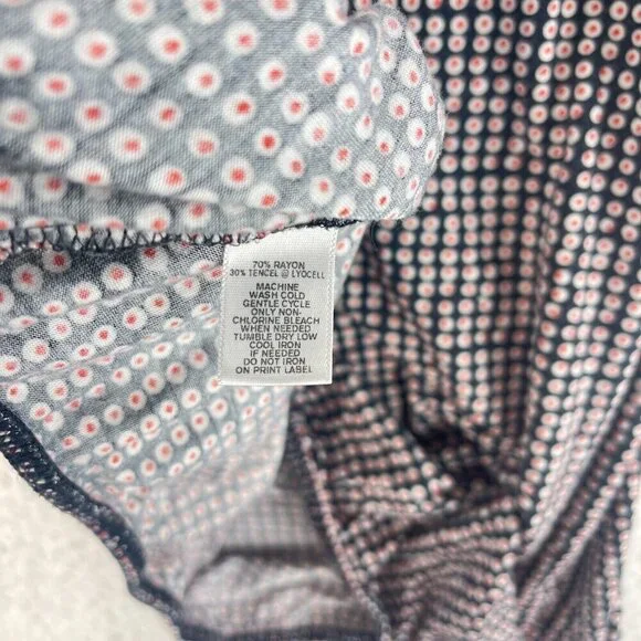 Ann Taylor LOFT Blue Dot Print Pull Over Shirt‎ Womens Short Sleeve Size XL - Picture 9 of 13